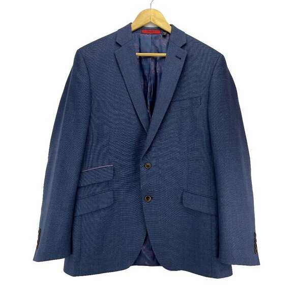 TED BAKER LONDON No Ordinary Joe Wool Blend Singe Breasted Blue Blazer Size 44L - Picture 2 of 9